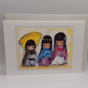 DeGrazia Wee Three Vintage Blank Card Collectible Frameable Southwestern Art